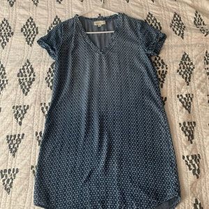 Anthropologie - Cloth & Stone - Dress - XS - Denim Blue with White Design